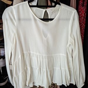 White urban outfitters flutter long sleeved shirt